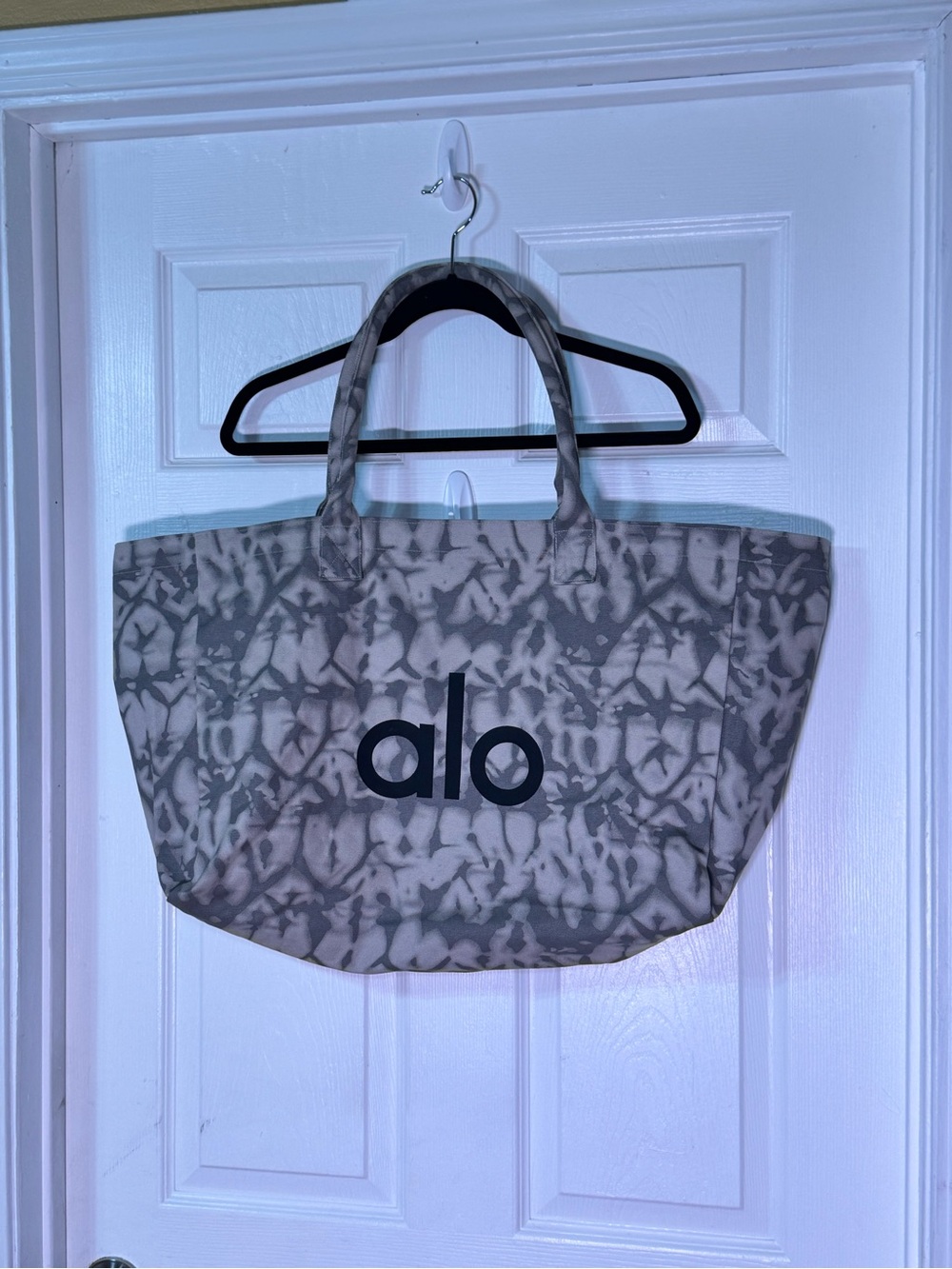 ALO Yoga Gray Tie-Dye Canvas Tote
